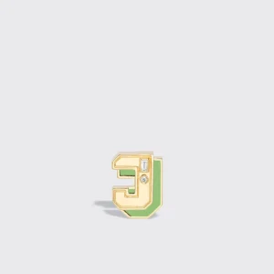 GREEN TURQUOISE YELLOW GOLD MINI LETTER MONO STUD>Boochier Online