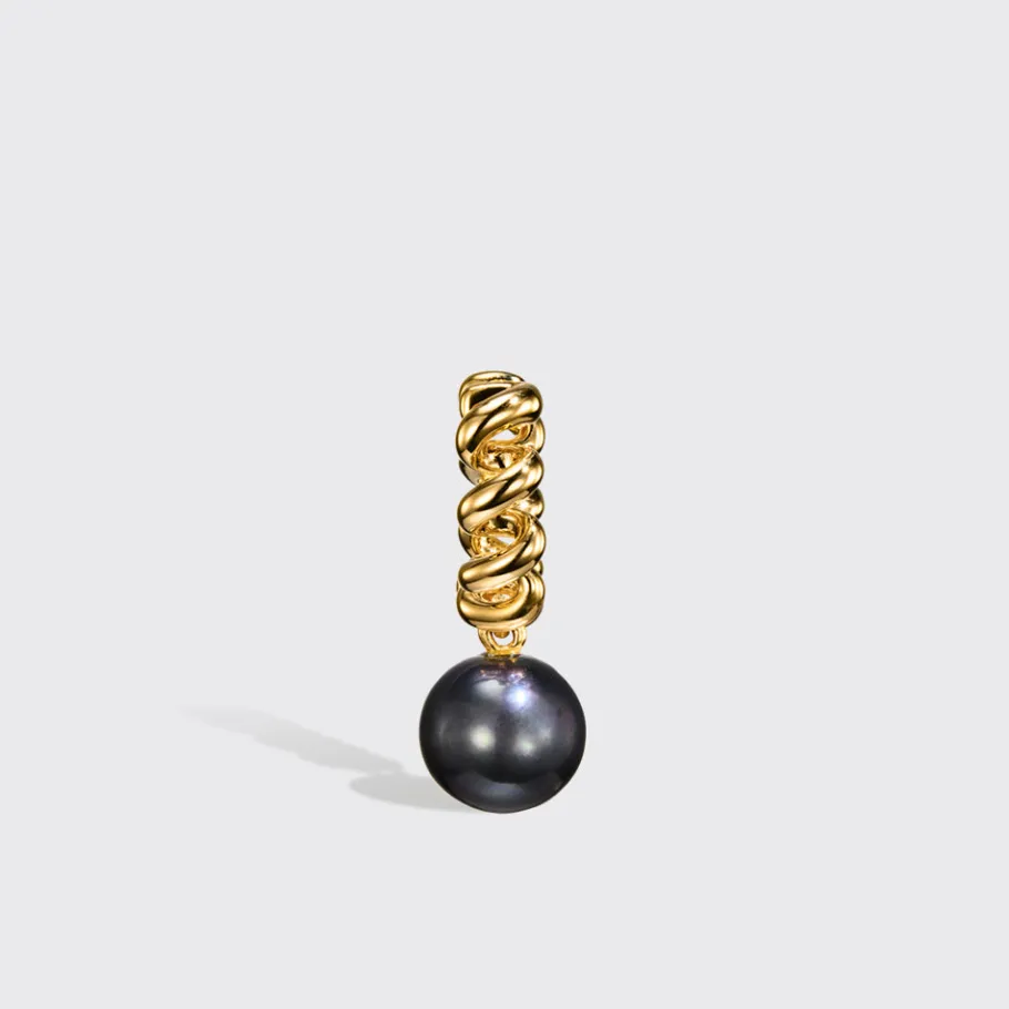 grey_pearl_yellow_gold_be_2.webp GREY PEARL YELLOW GOLD BEACHING DROP HUGGIE EARRINGS>Boochier Fashion