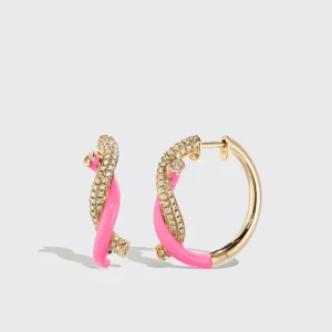 HOT PINK FRUIT HOOPS EARRINGS>Boochier Clearance