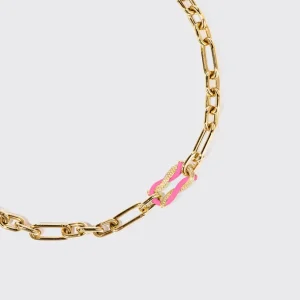HOT PINK JUMBO FRUIT HOOPS PENDANT CHAIN NECKLACE [DETACHABLE]>Boochier Hot