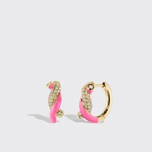 HOT PINK SMALL FRUIT HOOPS EARRINGS>Boochier Discount