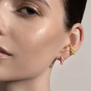 HOT PINK SMALL FRUIT HOOPS EARRINGS>Boochier Discount