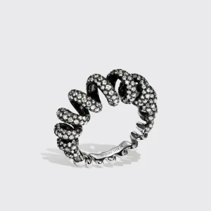 JUMBO BLACK PLATED WHITE GOLD DIAMOND SLINKEE RING>Boochier Online