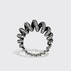 JUMBO BLACK PLATED WHITE GOLD DIAMOND SLINKEE RING>Boochier Online
