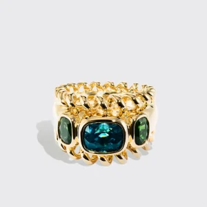 JUMBO BLUE ZIRCON & TSAVORITE SLINKEE ICON RING>Boochier Discount