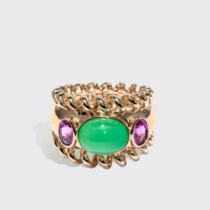 JUMBO CHRYSOPRASE & PINK SAPPHIRE SLINKEE ICON RING>Boochier Fashion