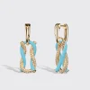 JUMBO LIGHT BLUE HALF DIAMOND FRUIT HOOPS BUCKLE EARRINGS>Boochier Sale