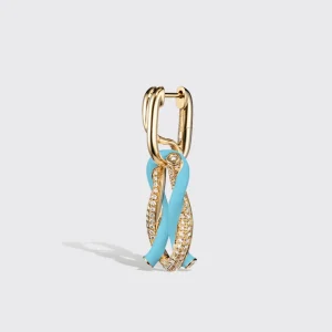 JUMBO LIGHT BLUE HALF DIAMOND FRUIT HOOPS BUCKLE EARRINGS>Boochier Sale