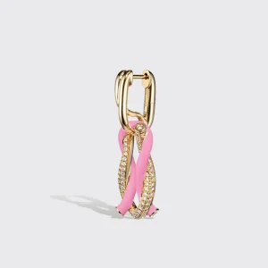 JUMBO LIGHT PINK HALF DIAMOND FRUIT HOOPS BUCKLE EARRINGS>Boochier Clearance