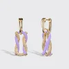 JUMBO LILAC HALF DIAMOND FRUIT HOOPS BUCKLE EARRINGS>Boochier Sale