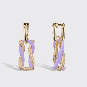 JUMBO LILAC HALF DIAMOND FRUIT HOOPS BUCKLE EARRINGS>Boochier Sale