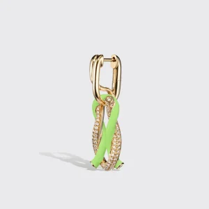 JUMBO LIME GREEN HALF DIAMOND FRUIT HOOPS BUCKLE EARRINGS>Boochier Outlet