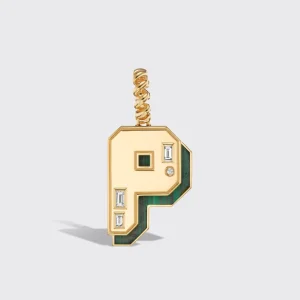JUMBO MALACHITE NOSTALGIA LETTER PENDANT>Boochier Hot