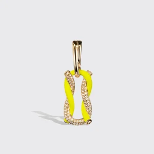 JUMBO NEON YELLOW HALF DIAMOND FRUIT HOOPS BUCKLE EARRINGS>Boochier New