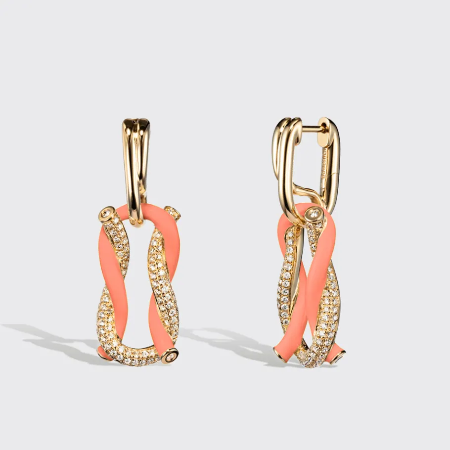 jumbo_orange_half_diamond_0.webp JUMBO ORANGE HALF DIAMOND FRUIT HOOPS BUCKLE EARRINGS>Boochier Sale
