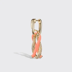 JUMBO ORANGE HALF DIAMOND FRUIT HOOPS BUCKLE EARRINGS>Boochier Sale