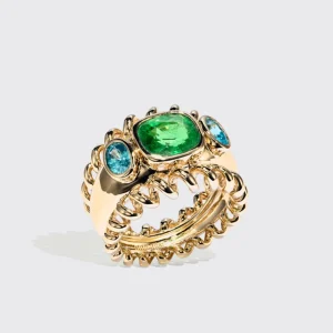 JUMBO TSAVORITE & BLUE ZIRCON SLINKEE ICON RING>Boochier Best