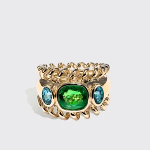 JUMBO TSAVORITE & BLUE ZIRCON SLINKEE ICON RING>Boochier Best