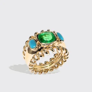 JUMBO TSAVORITE & TURQUOISE SLINKEE ICON RING>Boochier Fashion