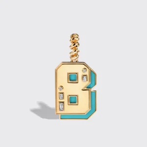 JUMBO TURQUOISE NOSTALGIA LETTER PENDANT>Boochier Outlet