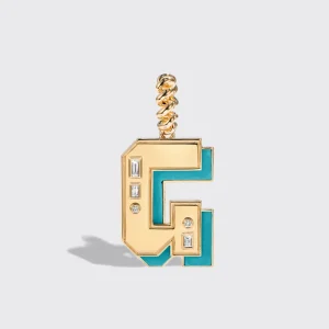 JUMBO TURQUOISE NOSTALGIA LETTER PENDANT>Boochier Outlet