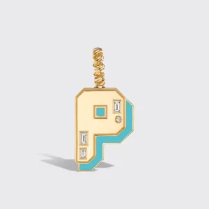 JUMBO TURQUOISE NOSTALGIA LETTER PENDANT>Boochier Outlet