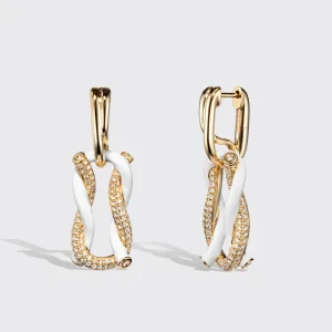 JUMBO WHITE HALF DIAMOND FRUIT HOOPS BUCKLE EARRINGS>Boochier Outlet