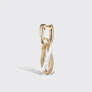 JUMBO WHITE HALF DIAMOND FRUIT HOOPS BUCKLE EARRINGS>Boochier Outlet