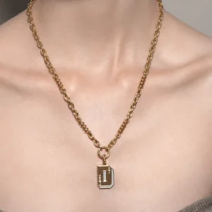JUMBO WHITE MOTHER OF PEARL NOSTALGIA LETTER PENDANT>Boochier Online