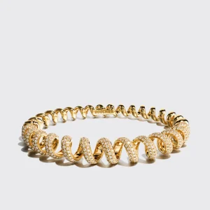 JUMBO YELLOW GOLD DIAMOND SLINKEE BANGLE>Boochier Discount