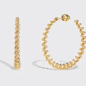 JUMBO YELLOW GOLD DIAMOND SLINKEE EARRINGS>Boochier Clearance