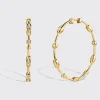 JUMBO YELLOW GOLD DIAMOND ARCADE HOOP EARRINGS>Boochier New