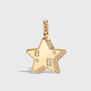 JUMBO YELLOW GOLD DIAMOND STAR PENDANT>Boochier Outlet