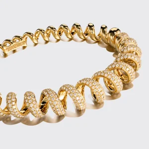 JUMBO YELLOW GOLD DIAMOND SLINKEE BANGLE>Boochier Discount