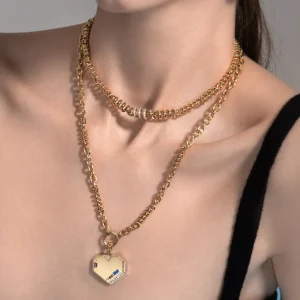 JUMBO YELLOW GOLD DIAMOND HEART PENDANT [blue and purple sapphires]>Boochier Sale