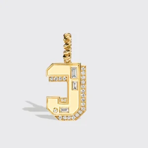 JUMBO YELLOW GOLD DIAMOND LETTER AND NUMBER PENDANT>Boochier Best