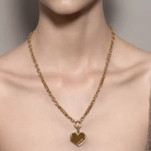 JUMBO YELLOW GOLD DIAMOND HEART PENDANT [orange & pink sapphires]>Boochier Outlet