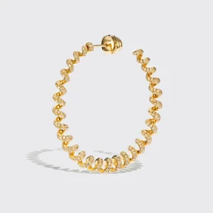 JUMBO YELLOW GOLD DIAMOND SLINKEE EARRINGS>Boochier Clearance