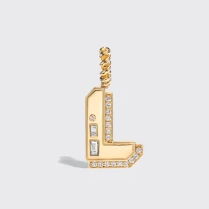 JUMBO YELLOW GOLD DIAMOND LETTER AND NUMBER PENDANT>Boochier Best