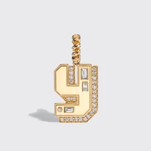 JUMBO YELLOW GOLD DIAMOND LETTER AND NUMBER PENDANT>Boochier Best