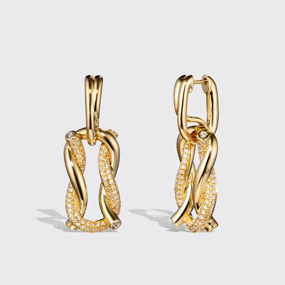 jumbo_yellow_gold_half_di_0.webp JUMBO YELLOW GOLD HALF DIAMOND TIES BUCKLE EARRINGS>Boochier Sale