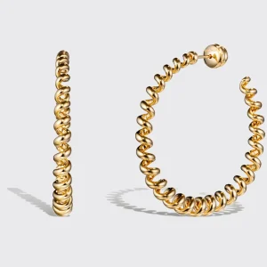 JUMBO YELLOW GOLD SLINKEE EARRINGS>Boochier Clearance