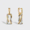 JUMBO YELLOW GOLD-WHITE GOLD HALF DIAMOND TIES BUCKLE EARRINGS>Boochier Outlet