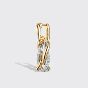 JUMBO YELLOW GOLD-WHITE GOLD HALF DIAMOND TIES BUCKLE EARRINGS>Boochier Outlet