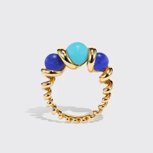 LAPIS & TURQUOISE GUMBALL SLINKEE RING>Boochier New