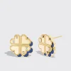 LAPIS YELLOW GOLD CLOVER LEAF STUDS>Boochier Clearance