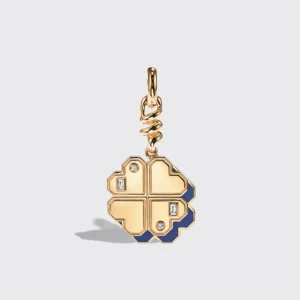 LAPIS YELLOW GOLD CLOVER LEAF CHARM>Boochier Hot
