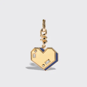 LAPIS YELLOW GOLD HEART CHARM>Boochier Fashion