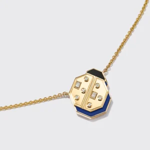 LAPIS YELLOW GOLD LADYBUG NECKLACE>Boochier Discount
