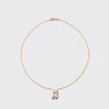 LAPIS YELLOW GOLD LETTER NECKLACE>Boochier Hot